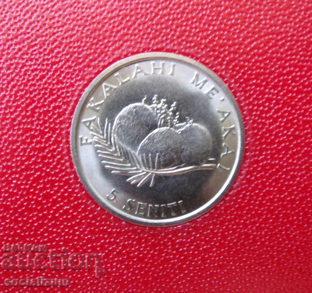 Tonga 5 Seniti 1981 UNC Rare