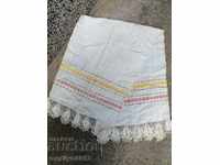 Стара ръчно тъкана кърпа кенар бродерия дантела