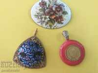 UNIQUE LOT of pendants and enamel brooch
