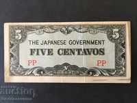 Philippines Japanese Occupation 5 Centavos Pick 103 Ref PP