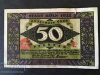 Germany Notgeld Stadt Köln 50 Pfennig 1922 01 12 Ref 5448
