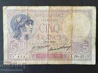 France 5 francs 1927 Pick 72d Ref 9025