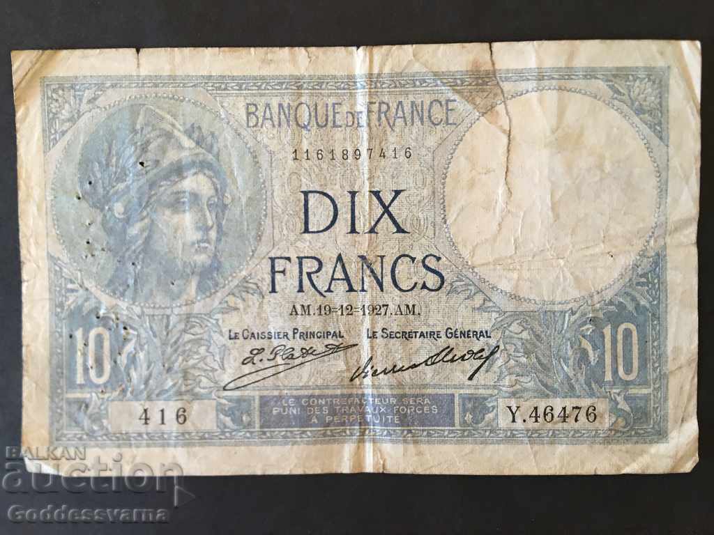 Franța 10 franci 1927 Pick 73d Ref 6476