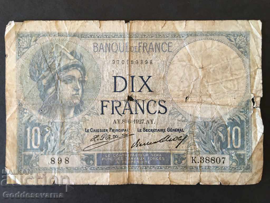 Franța 10 franci 1927 Pick 73d Ref 8807
