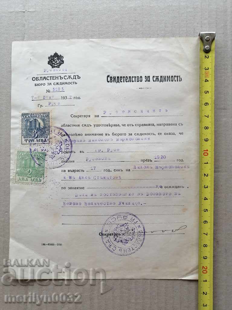 Military document Certificate of criminal record with price 48.00 BGN | € 24.54