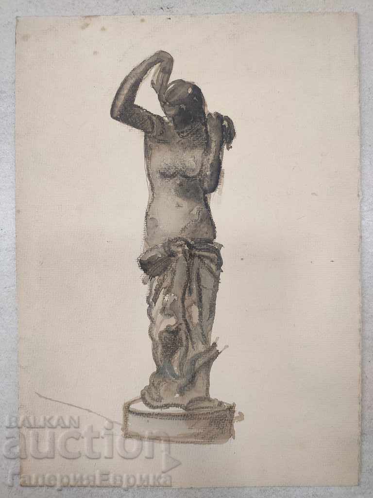 Стара рисунка "Женска статуя"