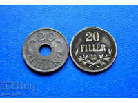 Унгария - 2бр. 20 филера /20 Fillér/ - 1916,1943 г.