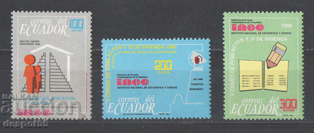 1990. Еквадор. Преброяването на населението и жилищата.