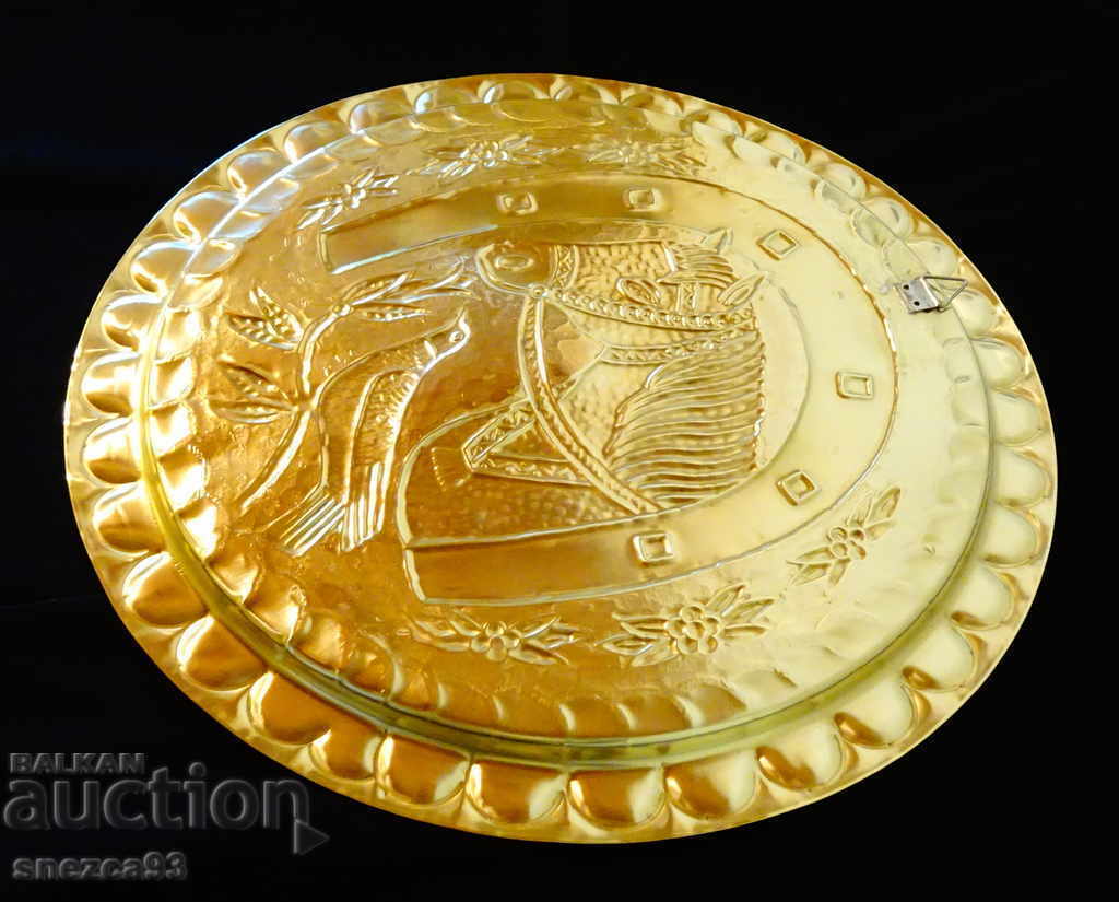 Auction Bronze panel, plate with Horse, Horseshoe, Dove, for luck Auction Bronze panel, plate with Horse, Horseshoe, Dove, for luck