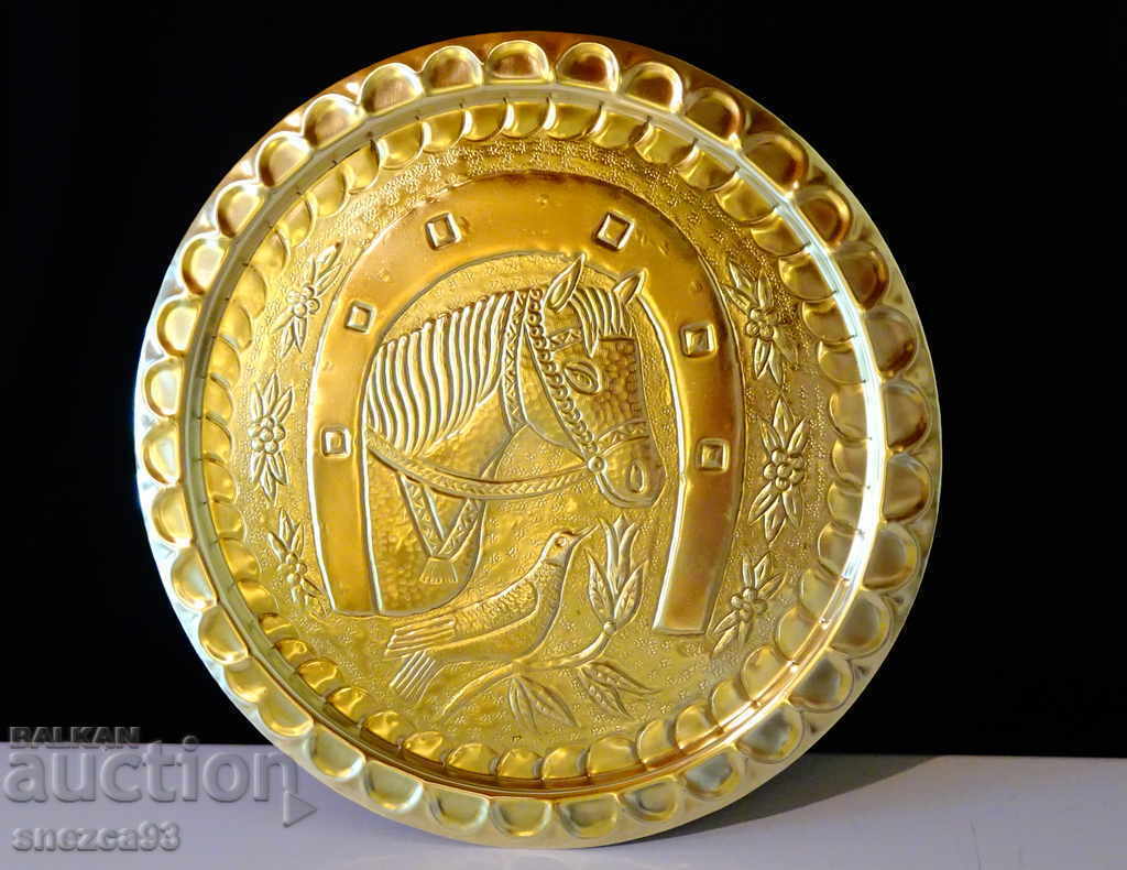Bronze panel, plate with Horse, Horseshoe, Dove, for luck Bronze panel, plate with Horse, Horseshoe, Dove, for luck