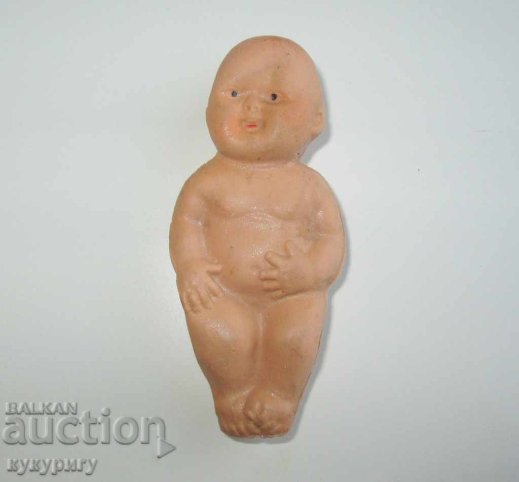 Old rubber toy mini doll baby Japan