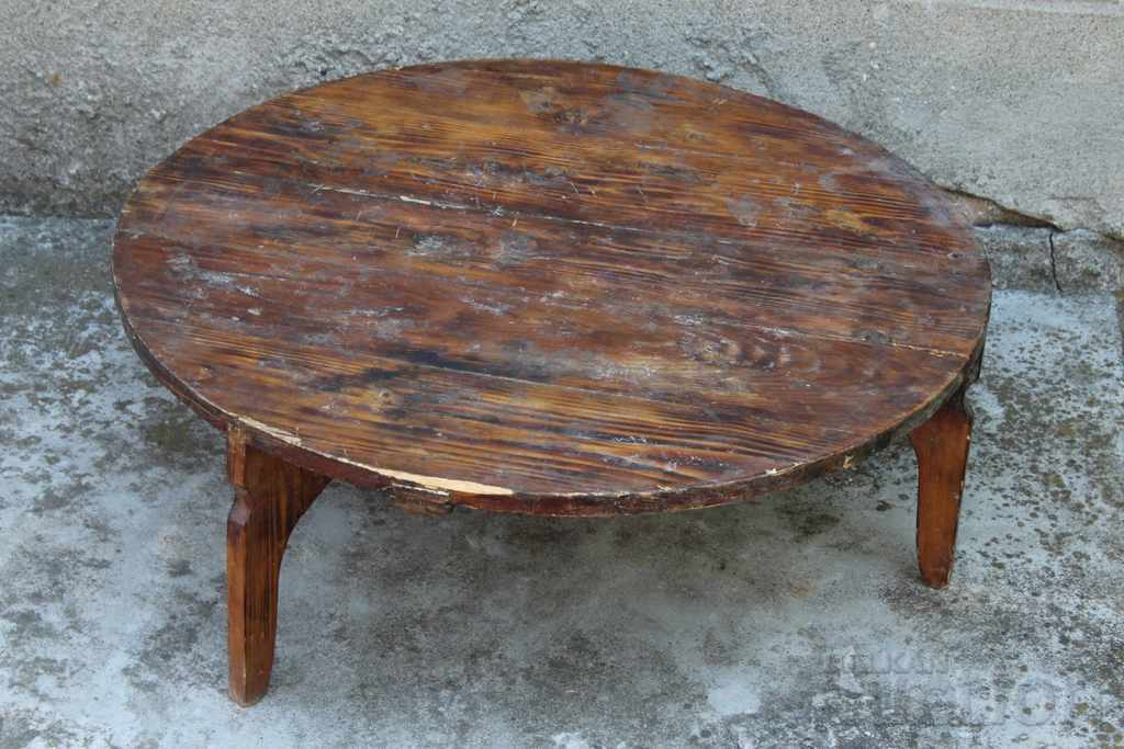 OLD AUTHENTIC LARGE WOODEN WOOD PARALIA BLUE TABLE SOFRA