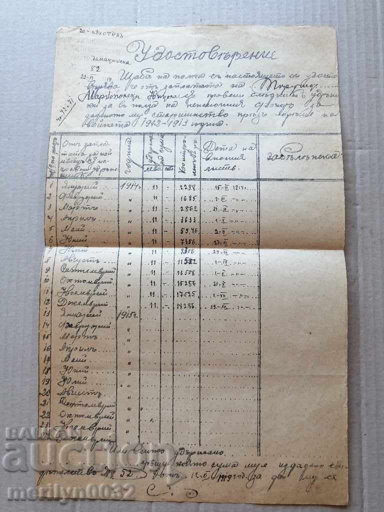 Old military document Certificate with price 45.00 BGN | € 23.01 Old military document Certificate with price 45.00 BGN | € 23.01