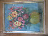 FRUMOS ACUARELĂ ÎN RAMĂ VITRATĂ - 48 x 63 cm