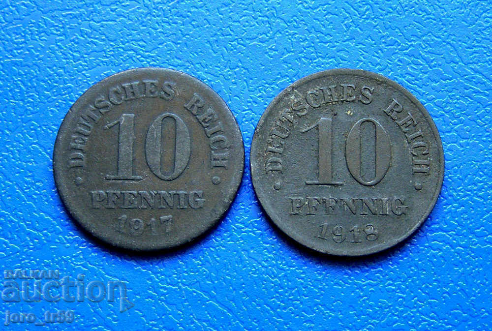 Германия- 2бр. 10 пфенига /10 Pfennig/ 1917, 1918