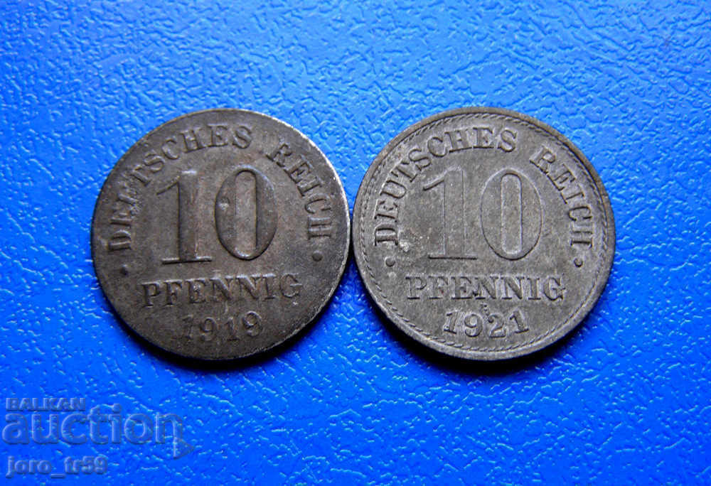 Germania - 2 buc. 10 Pfennig /10 Pfennig/ 1919, 1921