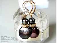 EARRINGS WITH NATURAL BLACK PEARLS
