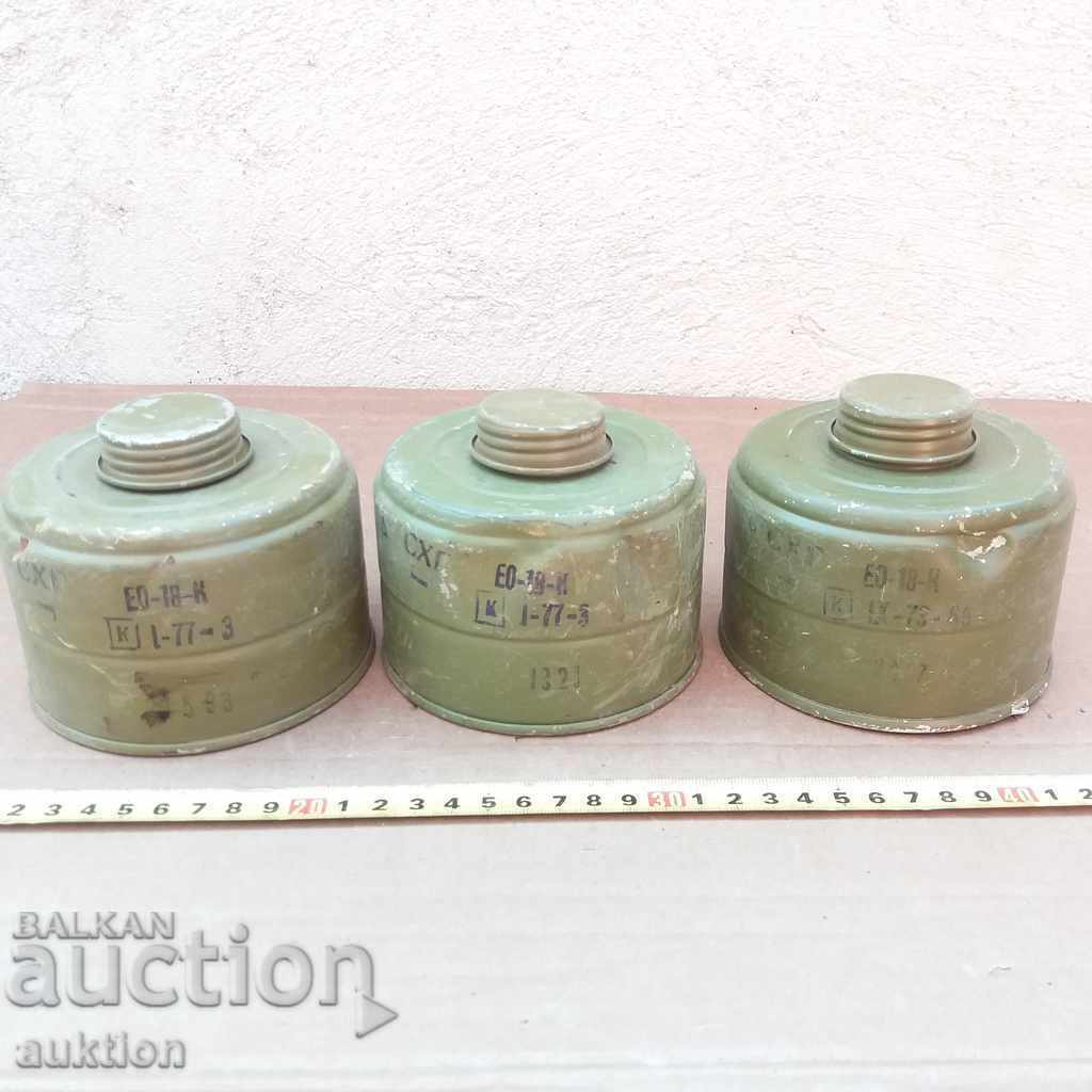 LOT OF THREE RUSSIAN GAS PROTECTION FILTERS - WITH MARKINGS