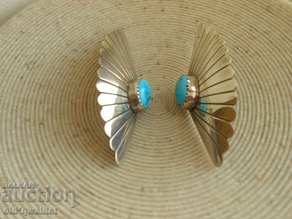 Cercei din argint, argint 925 și turcoaz, 52 mm / 18 mm cu preț 297.00 BGN | € 151.85