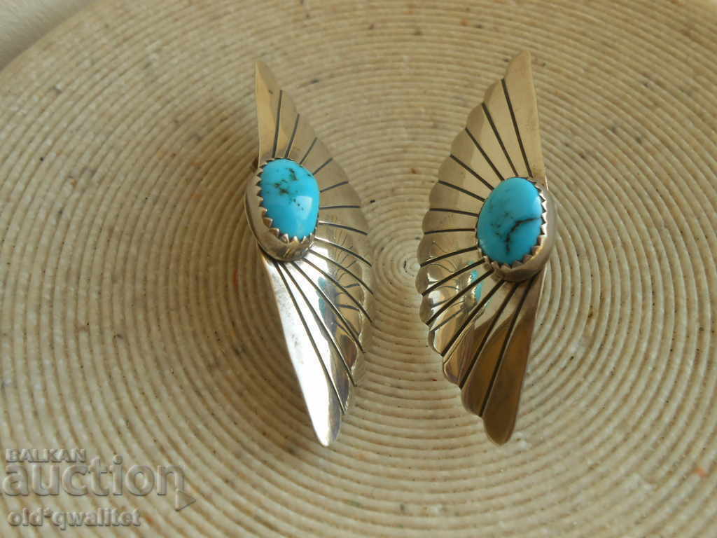 Cercei din argint, argint 925 și turcoaz, 52 mm / 18 mm - 5