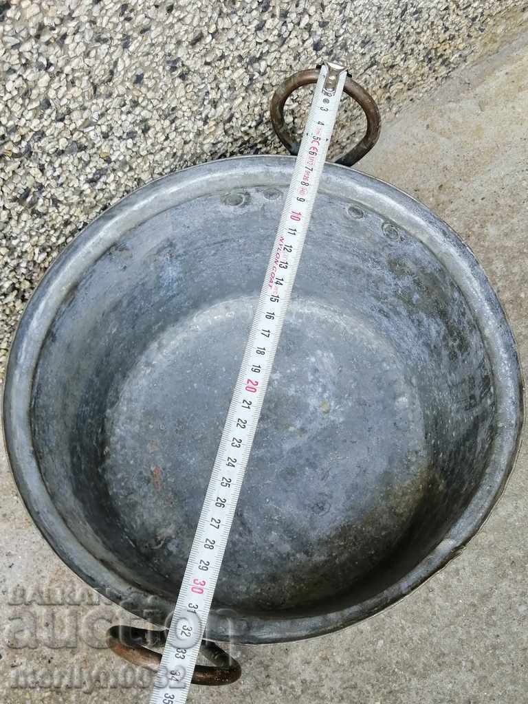 Auction Old tin pot, copper copper vessel without lid Auction Old tin pot, copper copper vessel without lid