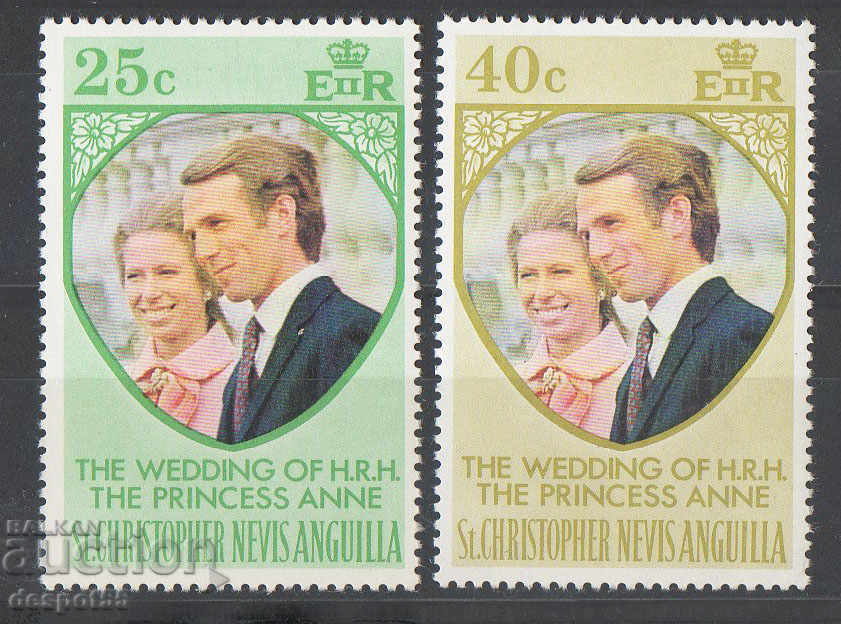 1973. St. Christopher Nevis Anguilla. Royal wedding.
