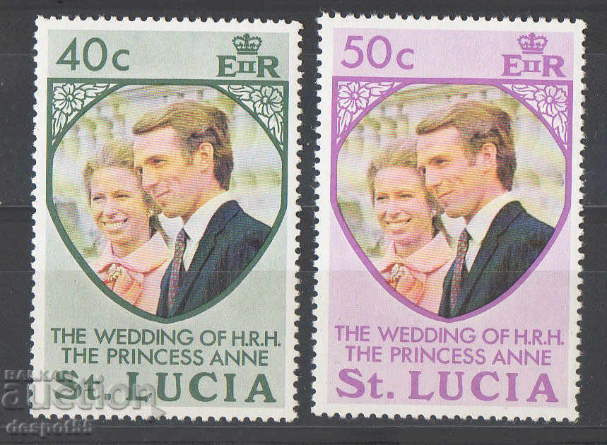 1973 Saint Lucia. Royal wedding - Princess Anne and Mark Phillips