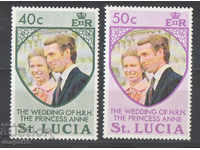 1973 Saint Lucia. Royal wedding - Princess Anne and Mark Phillips
