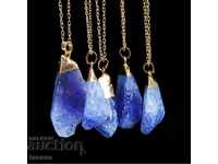 Blue quartz necklace in gold plating