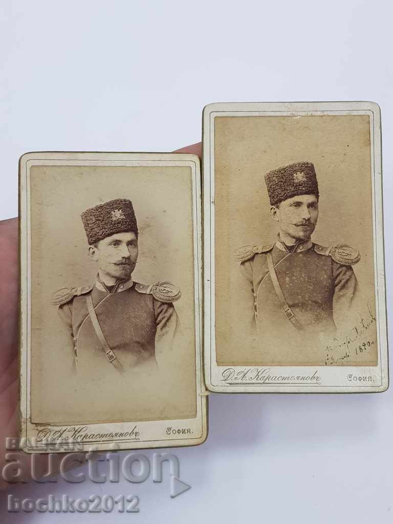 Early 2 pcs. Bulgarian princely photographs lieutenant