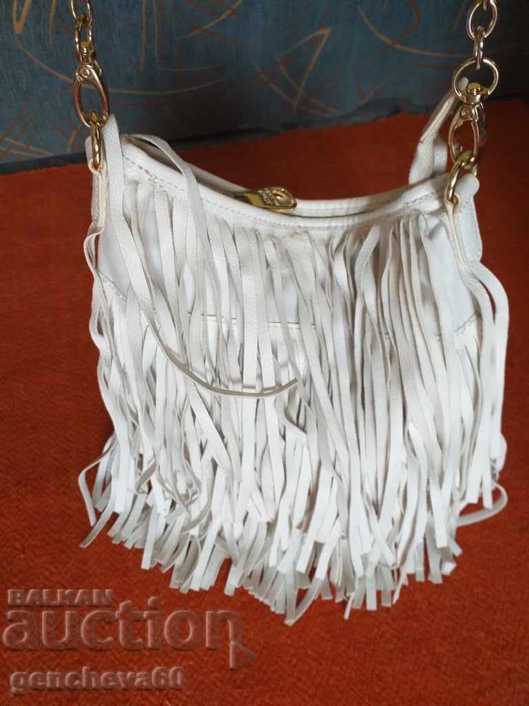 Women's fashionable, attractive white bag with fringes - 5 Women's fashionable, attractive white bag with fringes - 5