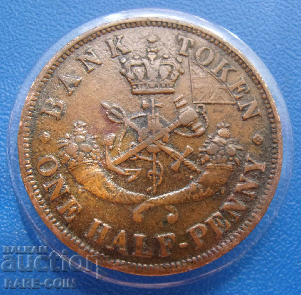 RS(22)  Канада  ½  Пени  1857 Rare