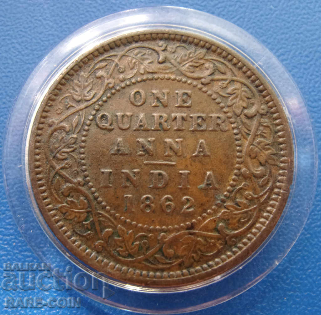 RS(22)  Британска Индия  ¼  Анна  1862 Rare