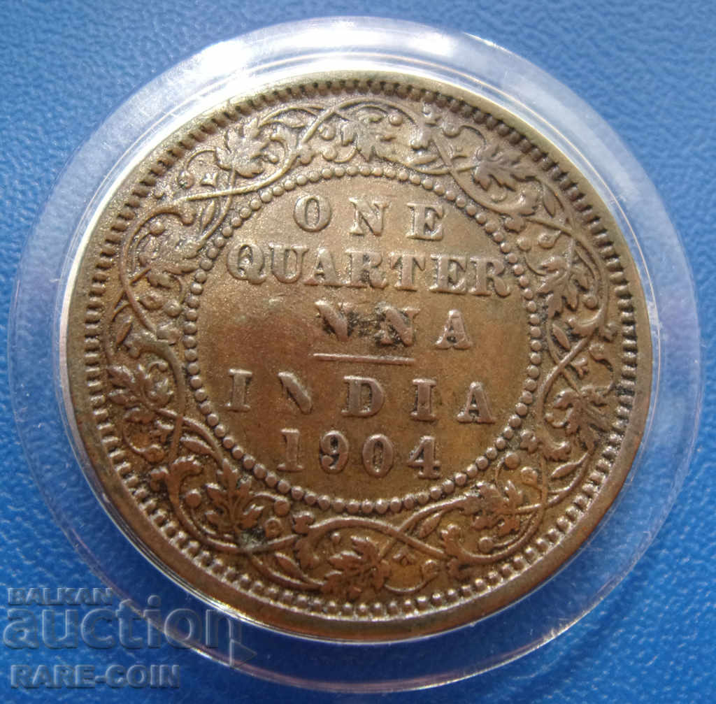 RS(22)  Британска Индия  ¼  Анна  1904 Rare