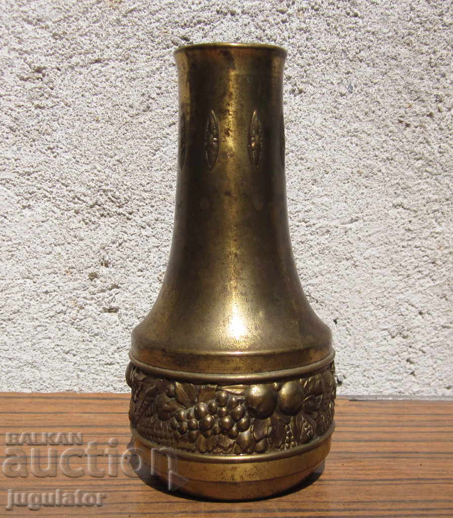 Art Deco antique bronze vase with floral ornaments marked