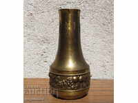 Art Deco antique bronze vase with flower ornaments marked