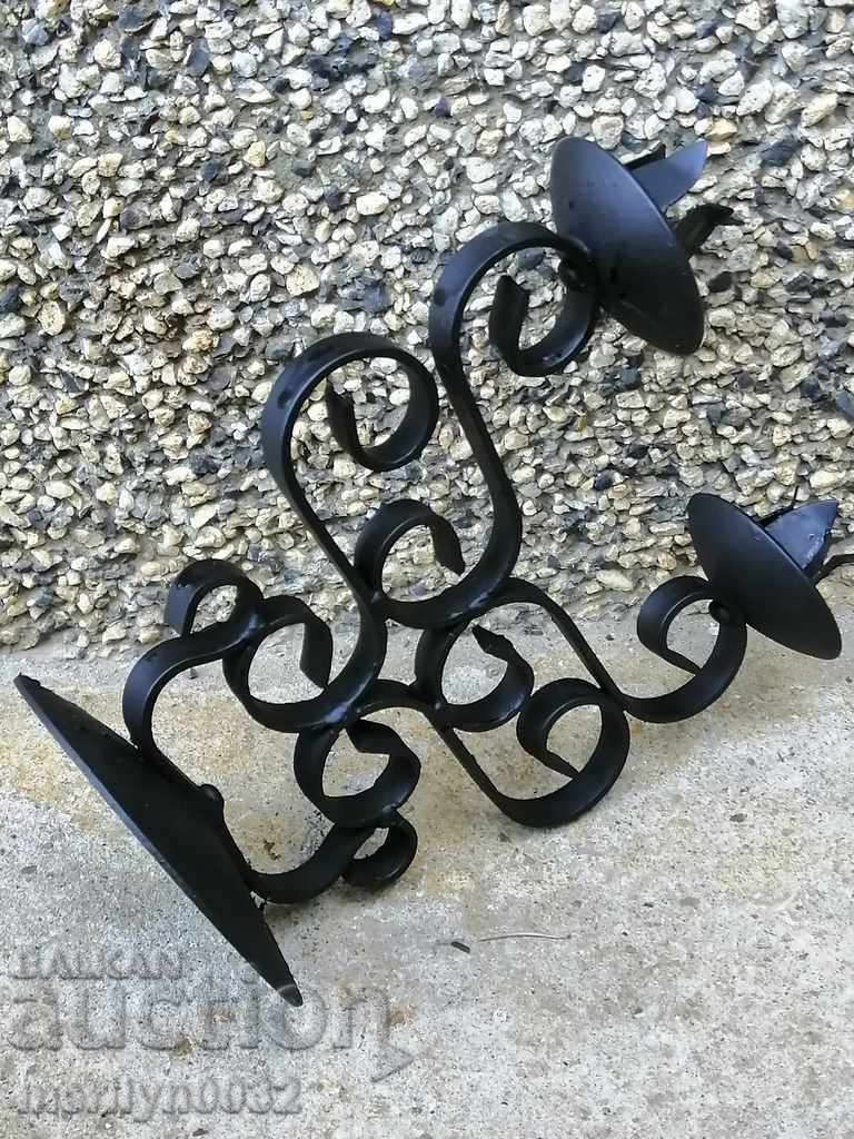 Auction Old forged candlestick, candle Auction Old forged candlestick, candle