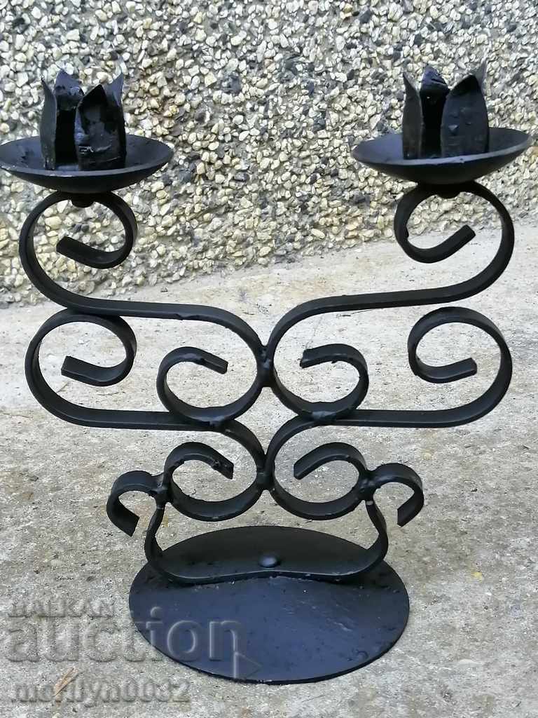 Old forged candlestick, candle - 6 Old forged candlestick, candle - 6