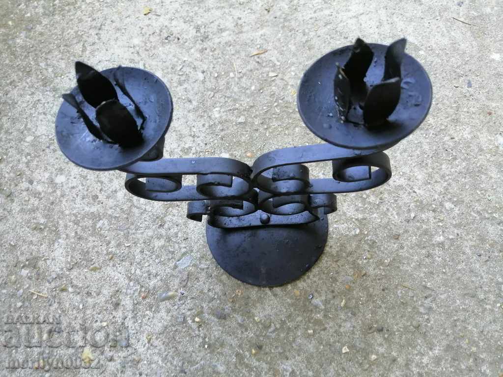 Old forged candlestick, candle - 7 Old forged candlestick, candle - 7