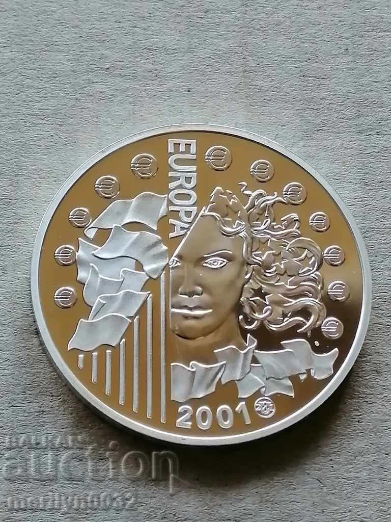 Jubilee silver coin with box Euro Union 2001 silver with price 178.00 BGN | € 91.01