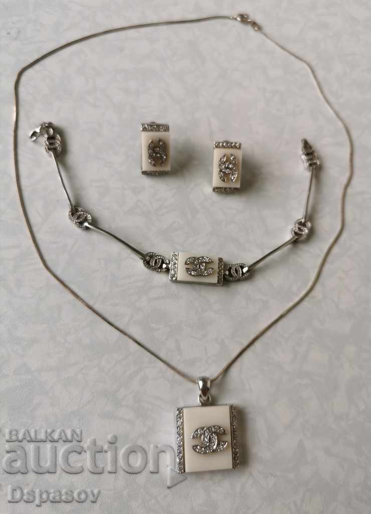 Silver Set Necklace Pendant Bracelet and Earrings
