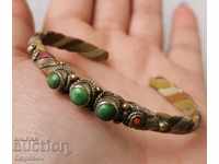 Antique Bracelet Silver Bronze and Brass with Turquoise