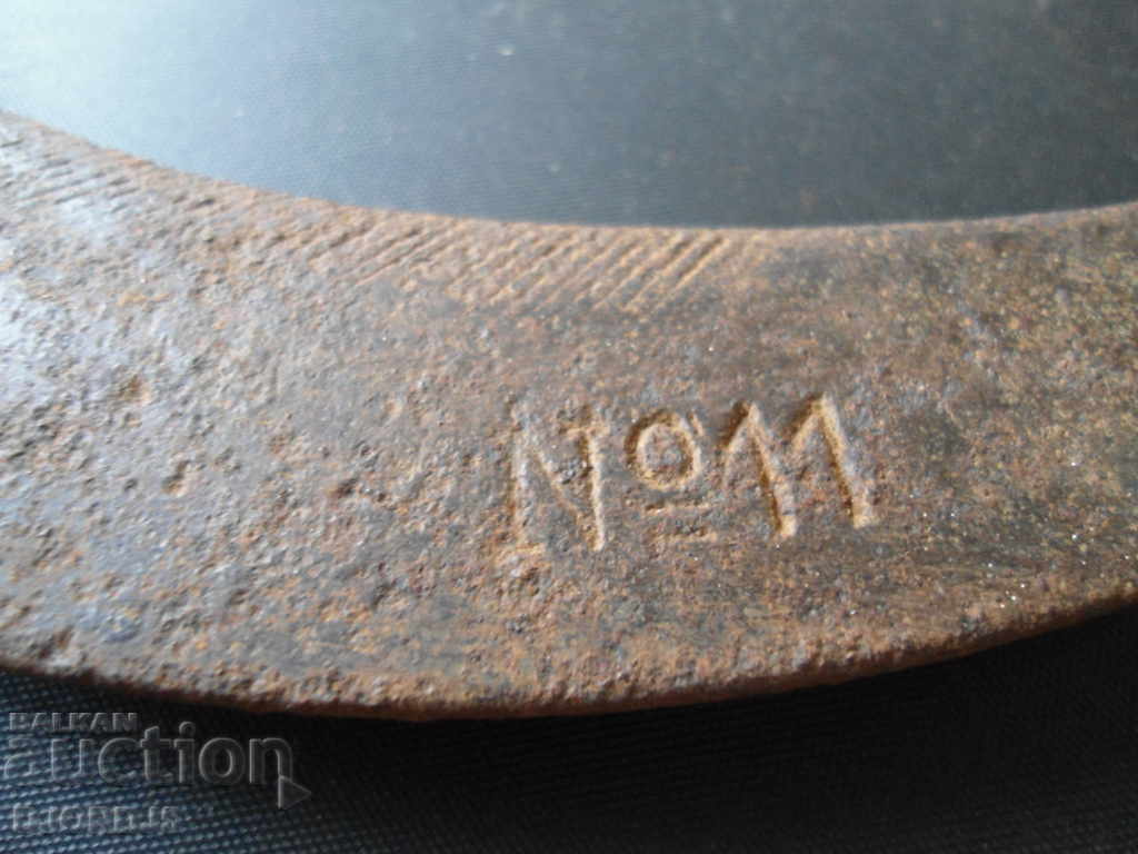 Old wrought sickle, engraved, markings with price 5.00 BGN | € 2.56 Old wrought sickle, engraved, markings with price 5.00 BGN | € 2.56