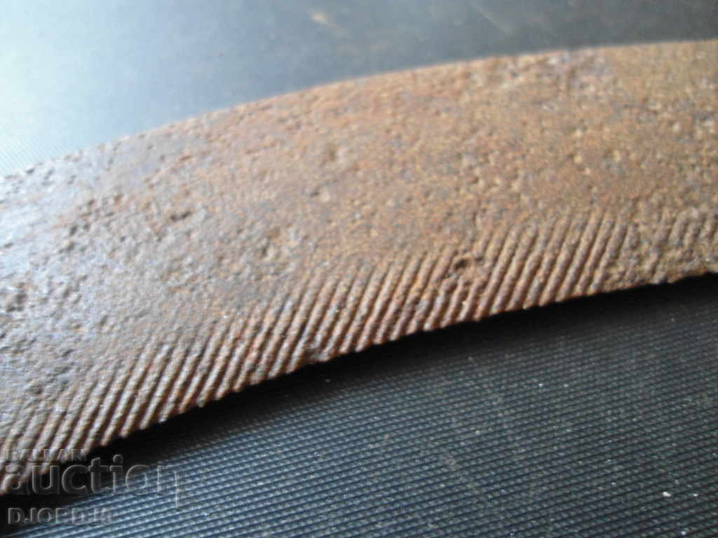 Auction Old wrought sickle, engraved, markings Auction Old wrought sickle, engraved, markings