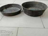 Talere din alamă pentru cântar vechi, pereche, cântar cu contragreutate