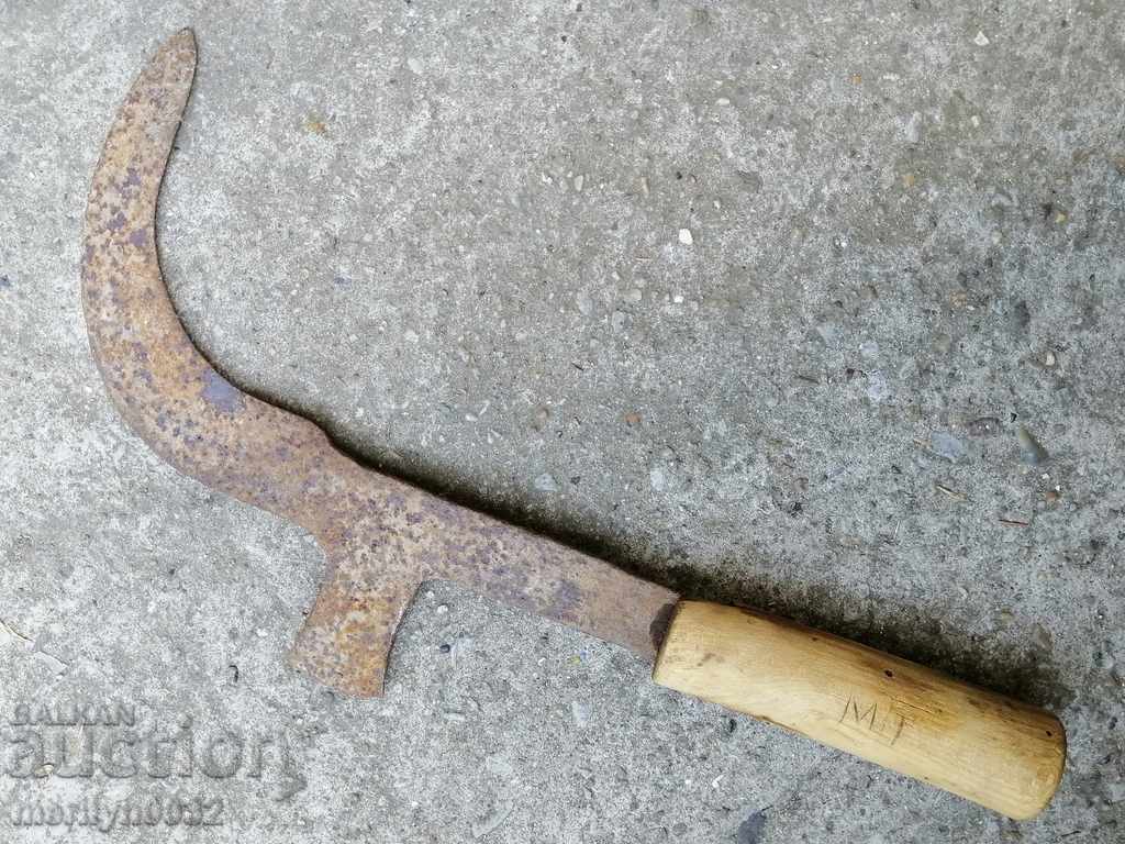 Old hand-made fork, wrought iron, chopper - 6