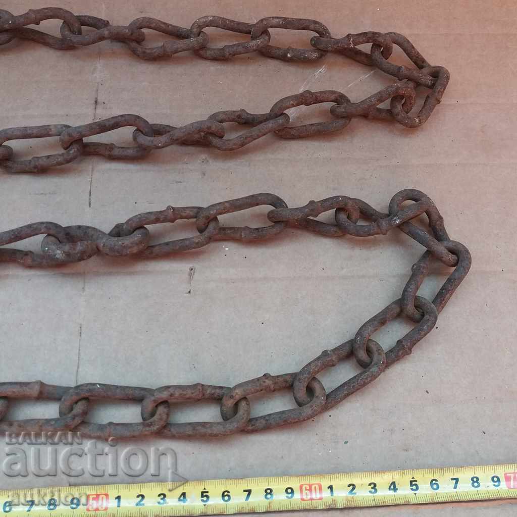 OLD HUGE FORGED CHAIN, CHAIN, HARDWARE - 5