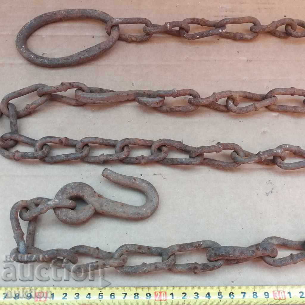 OLD HUGE FORGED CHAIN, CHAIN, HARDWARE - 7
