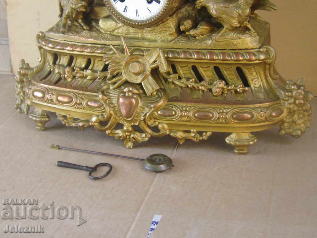 Licitație top/rare ceas cu figurină franceză antică 19c.