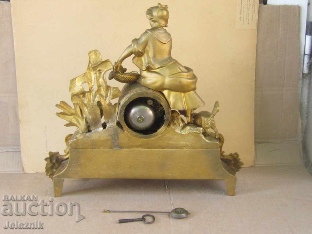 top/rare antique french mantle figure clock 19c. - 5
